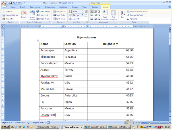 microsoft word table formatted as document heading